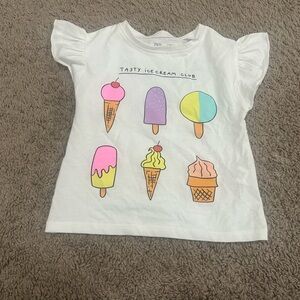 Zara Kids Tasty Ice Cream Club White Ruffle Sleeve T-Shirt